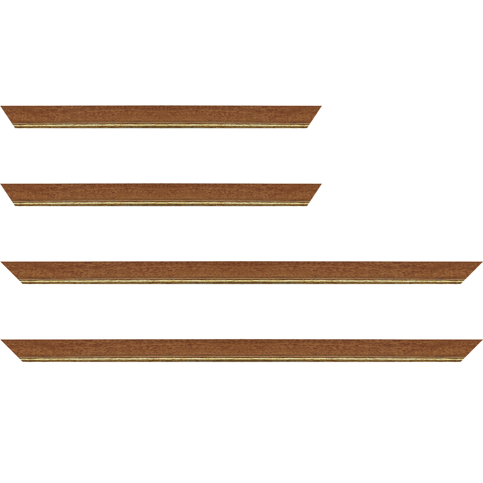 Baguette bois profil plat largeur 2.5cm couleur marron ton bois filet or