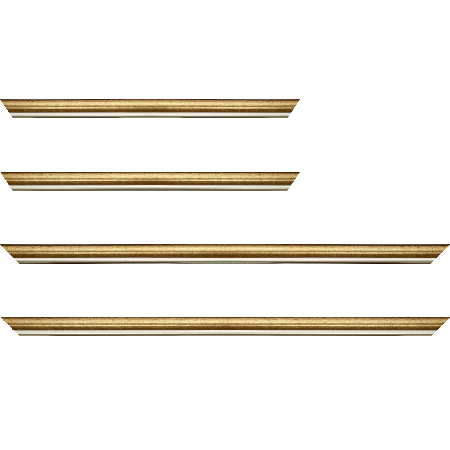 Baguette bois profil arrondi largeur 2.1cm  couleur or filet argent chaud - 41x27