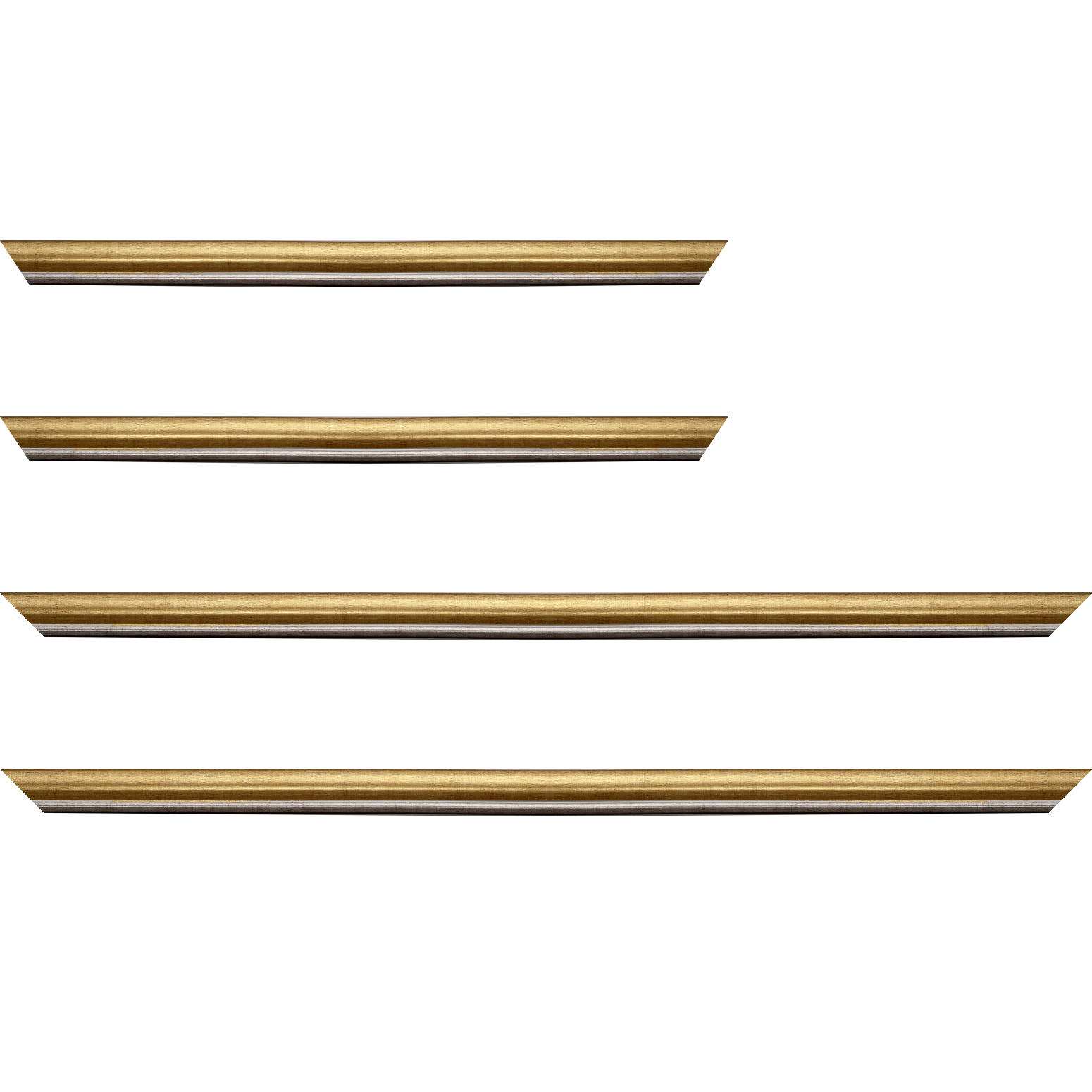 Baguette bois profil arrondi largeur 2.1cm  couleur or filet plomb - 41x27