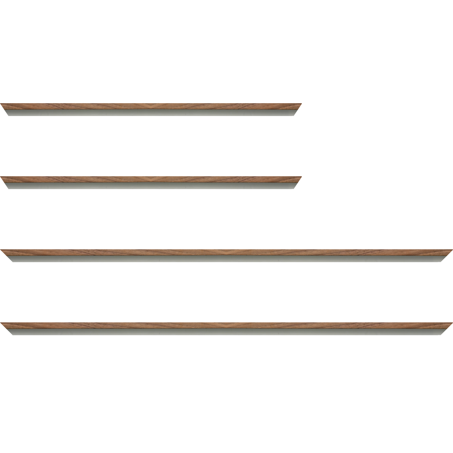 Baguette aluminium profil plat largeur 8mm, placage véritable noyer ,(le sujet qui sera glissé dans le cadre sera en retrait de 6mm de la face du cadre assurant un effet très contemporain) mise en place du sujet rapide et simple: assemblage du cadre par double équerre à vis (livré avec le système d'accrochage qui se glisse dans le profilé) encadrement non assemblé,  livré avec son sachet d'accessoires - 59.4x84.1