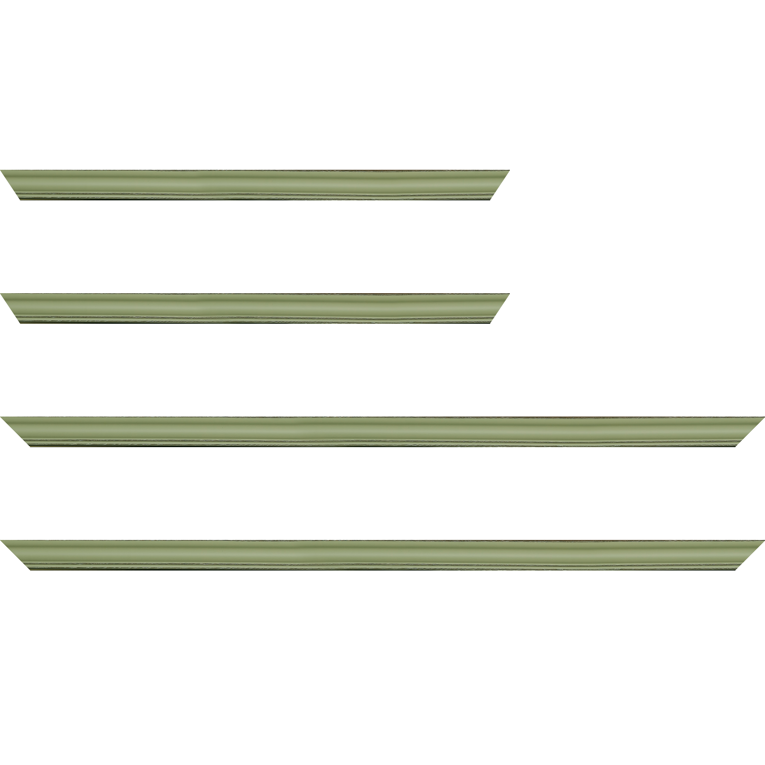 Baguette bois profil doucine inversée largeur 2.3cm vert tilleul satiné bord ressuyé - 20x60