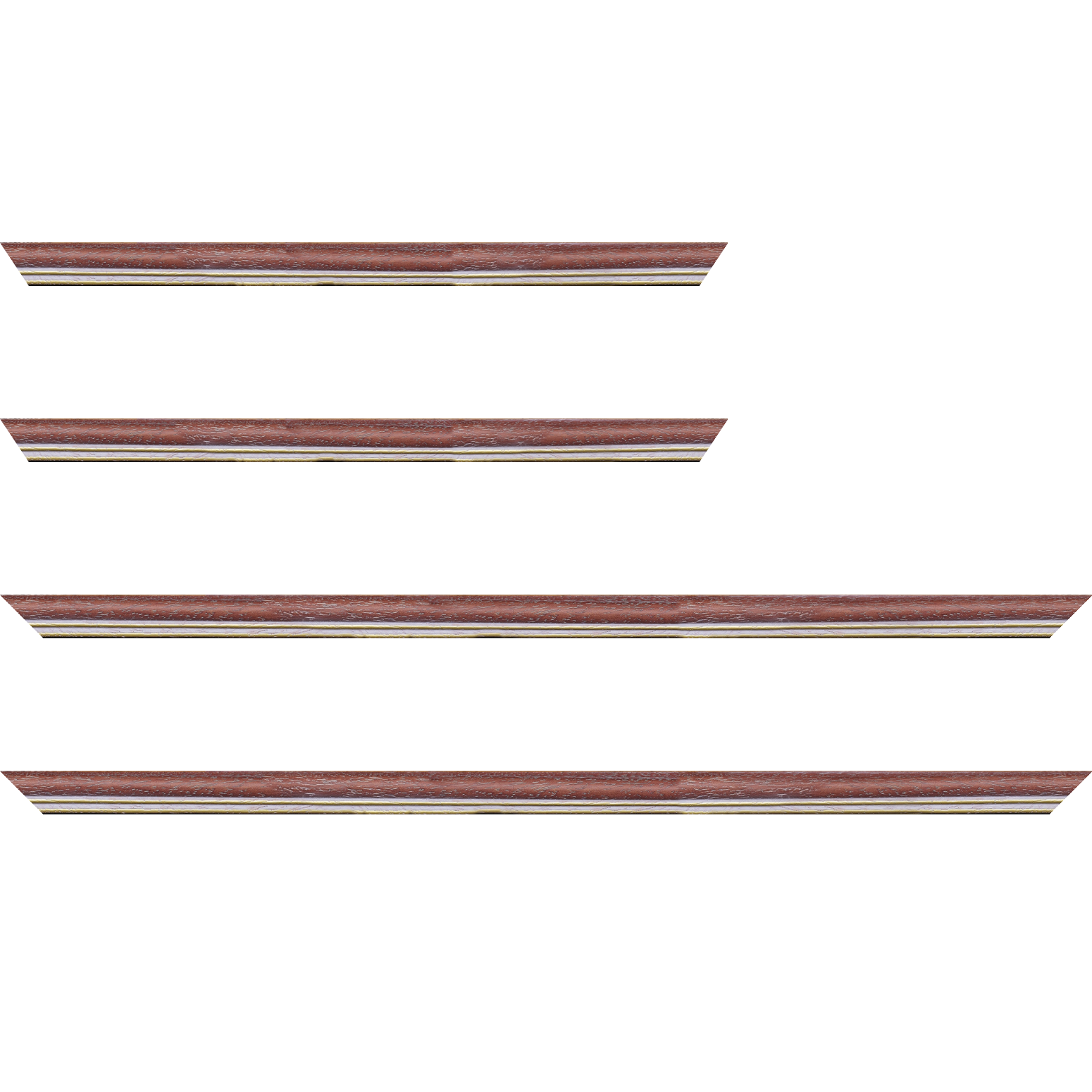 Baguette bois profil doucine inversée largeur 2.3cm framboise cérusé double filet or - 41x27