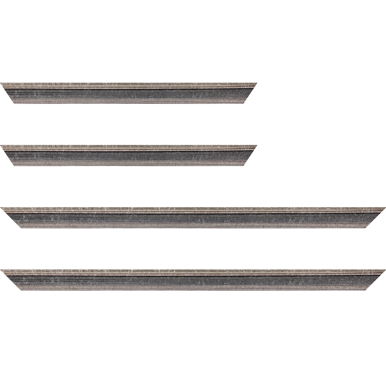 Baguette bois profil incurvé largeur 2.4cm argent antique gorge gris noirci vieilli filet perle argent - 80x80