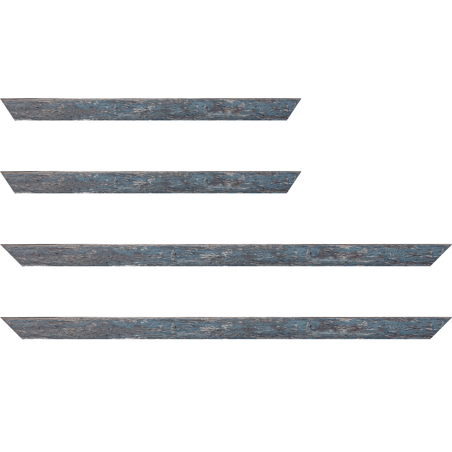 Baguette bois profil arrondi en pente plongeant largeur 2.4cm couleur bleu pétrole finition veinée, reflet argenté - 59.4x84.1