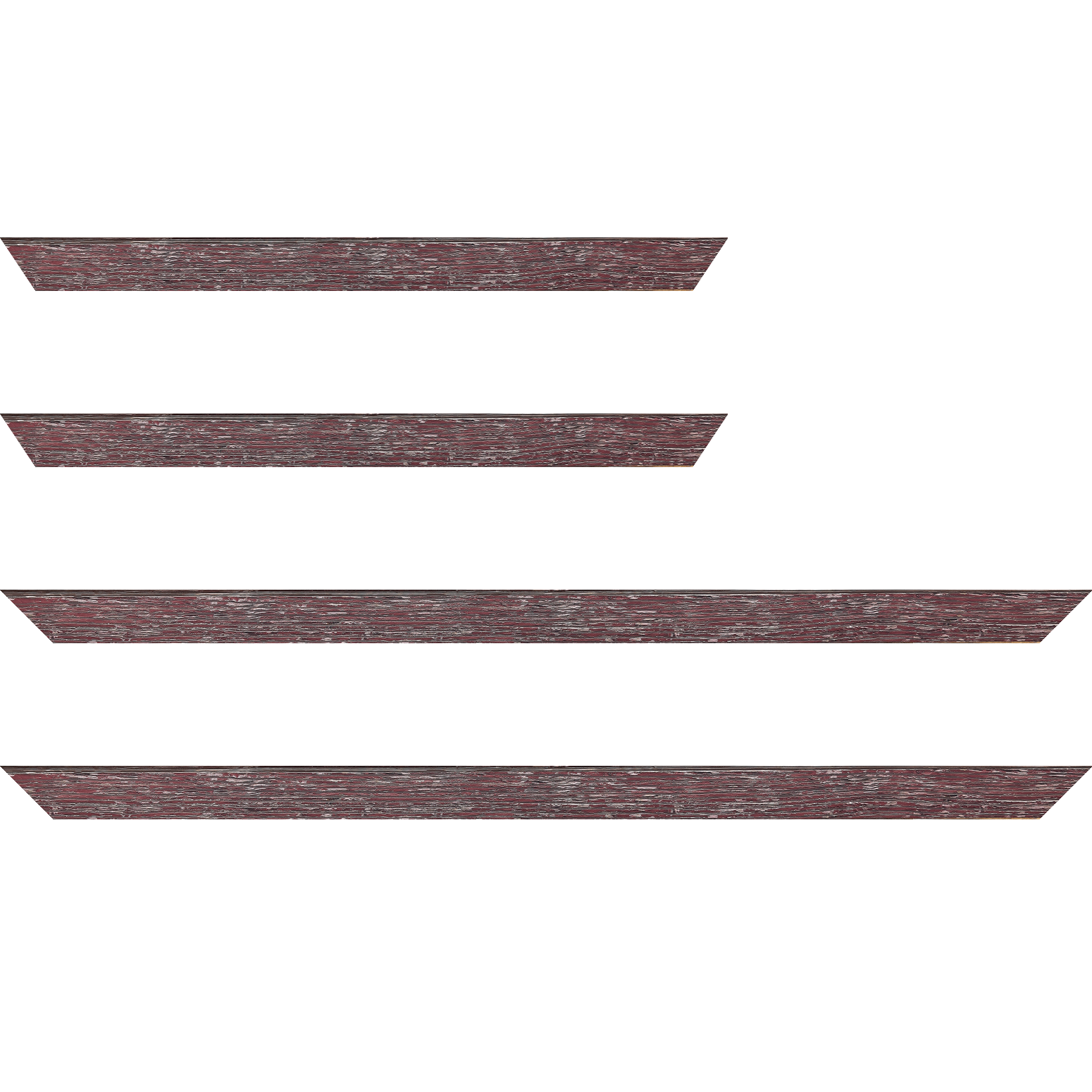 Baguette bois profil arrondi en pente plongeant largeur 2.4cm couleur framboise finition veinée, reflet argenté - 59.4x84.1