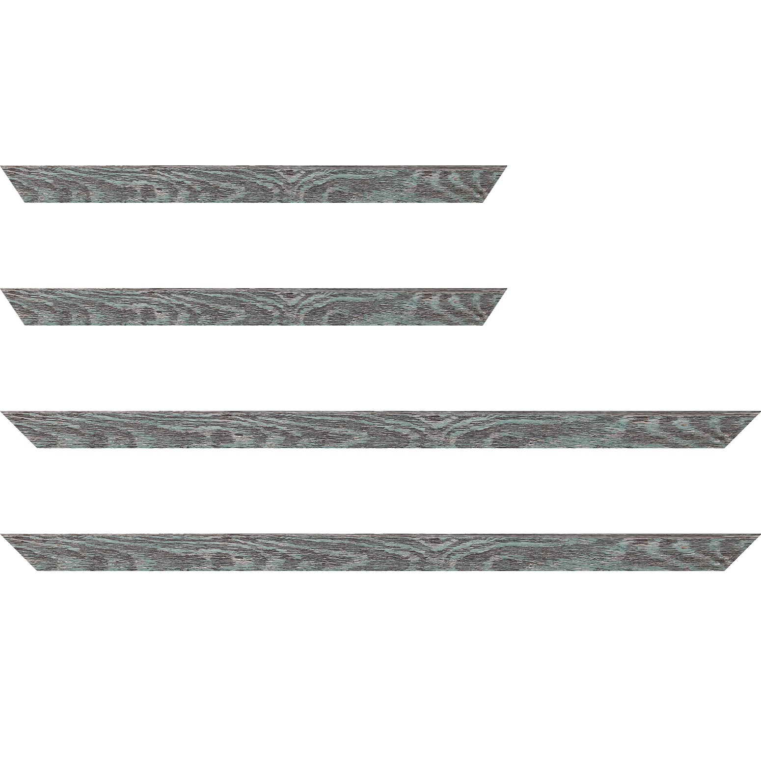 Baguette bois profil arrondi en pente plongeant largeur 2.4cm couleur vert d'eau finition veinée, reflet argenté - 59.4x84.1