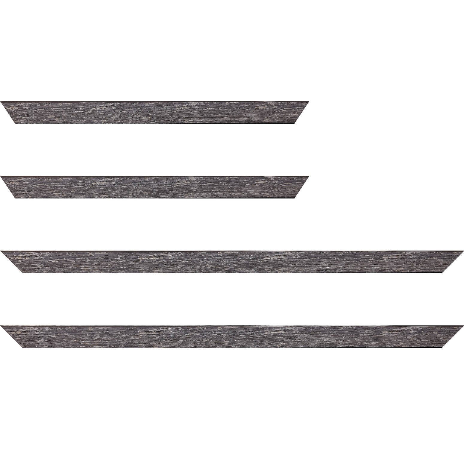 Baguette bois profil arrondi en pente plongeant largeur 2.4cm couleur gris  finition veinée, reflet argenté - 59.4x84.1