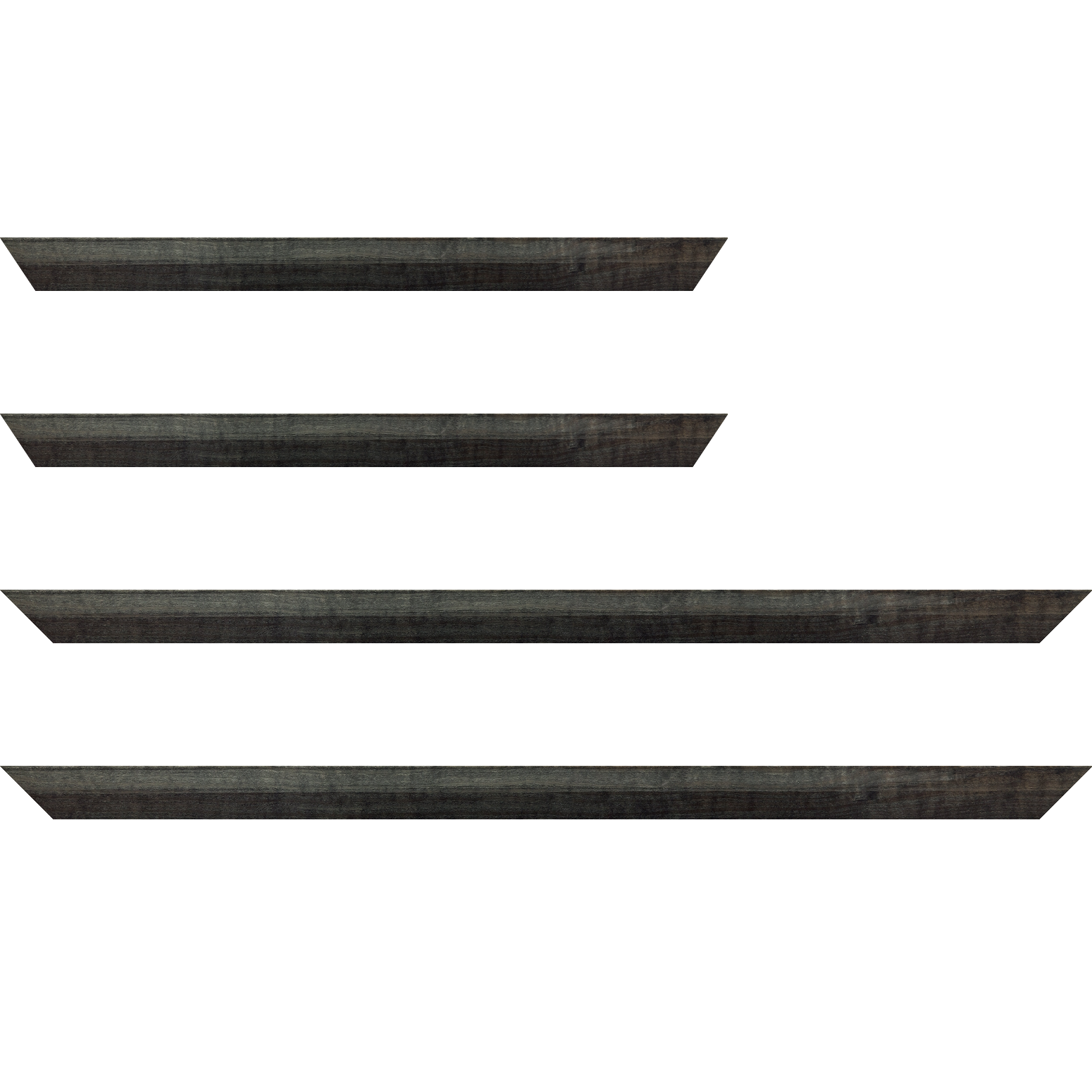 Baguette bois profil arrondi en pente plongeant largeur 2.4cm couleur  gris foncé anthracite finition vernis brillant,veine du bois  apparent (pin) , - 80x80