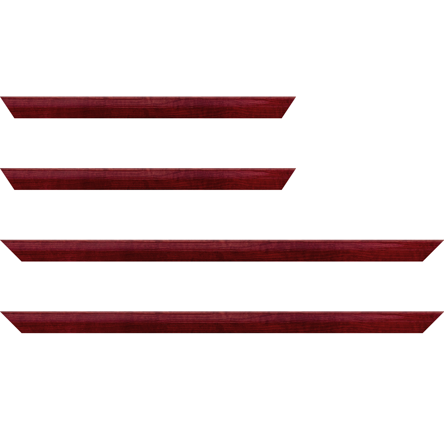Baguette bois profil arrondi en pente plongeant largeur 2.4cm couleur bordeaux finition vernis brillant,veine du bois  apparent (pin) , - 59.4x84.1