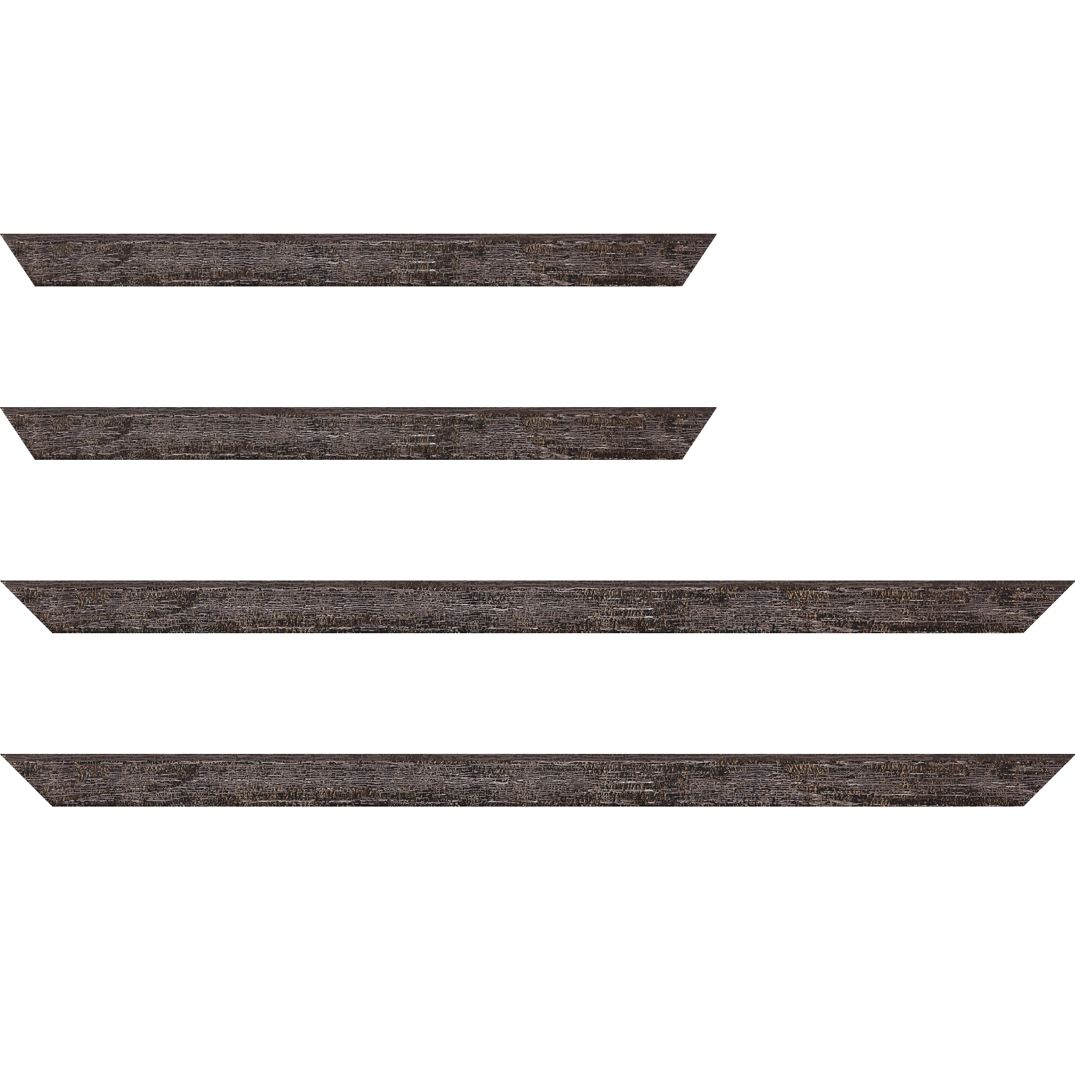 Baguette bois profil arrondi en pente plongeant largeur 2.4cm couleur noir frotté effet nature - 59.4x84.1