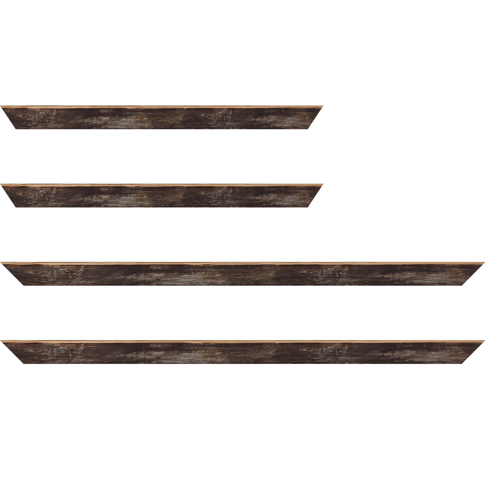 Baguette bois profil arrondi en pente plongeant largeur 2.4cm couleur noir ébène effet ressuyé, angle du cadre extérieur filet naturel - 59.4x84.1