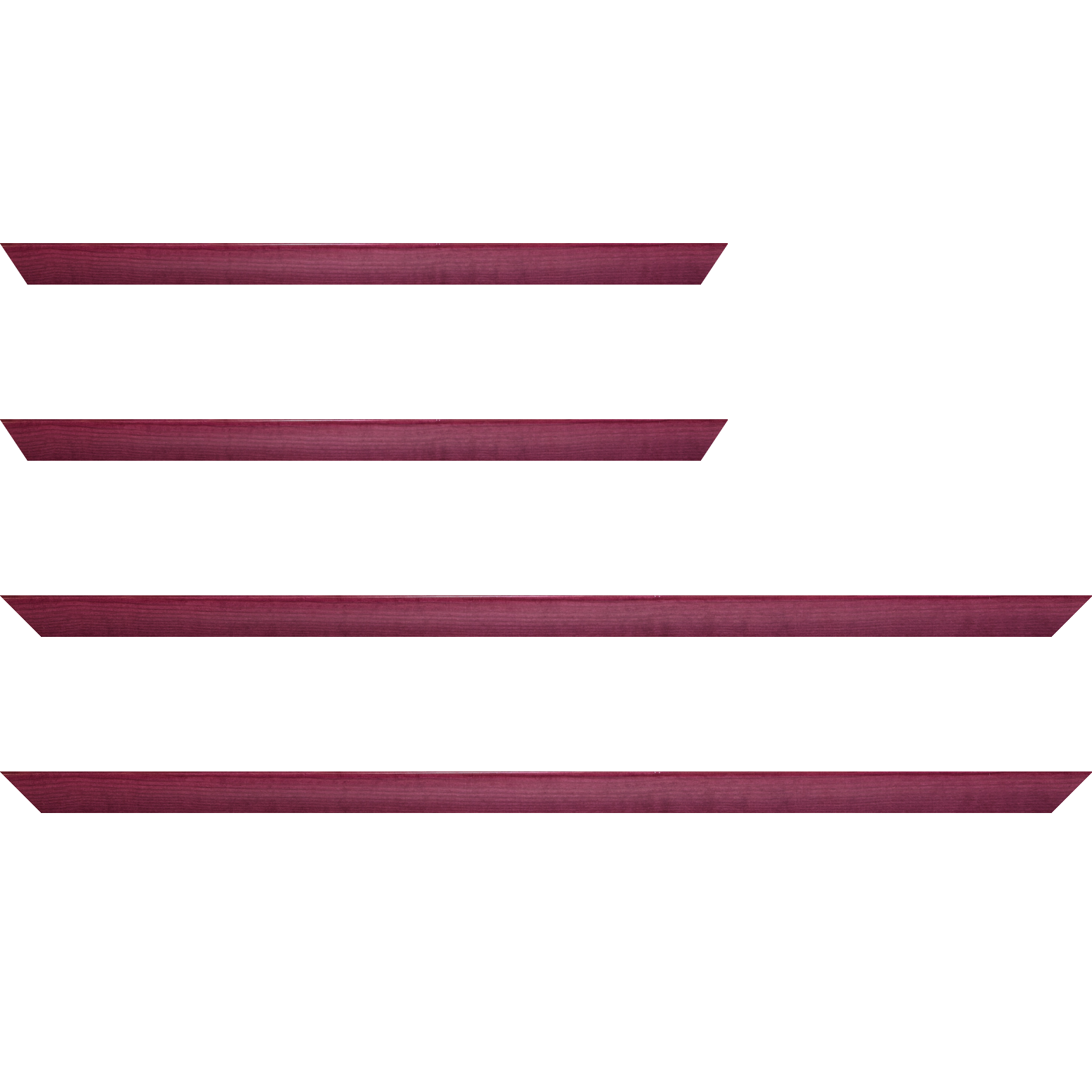 Baguette bois profil arrondi en pente plongeant largeur 2.4cm couleur rose fushia  finition vernis brillant,veine du bois  apparent (pin) , - 59.4x84.1