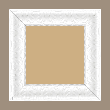 Cadre bois profil incurvé largeur 5.3cm couleur blanc laqué style baroque - 84.1x118.9