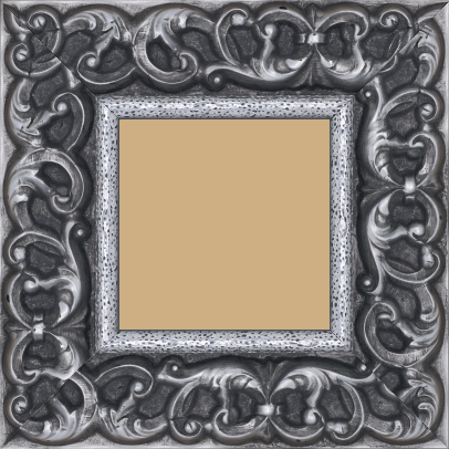 Cadre bois profil doucine largeur 10.8cm argent froid noirci décor frise - 116x81