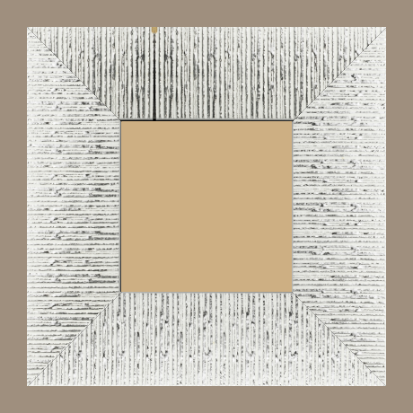 Cadre bois profil plat largeur 10.5cm couleur blanc mat strié argent chromé en relief - 110x110