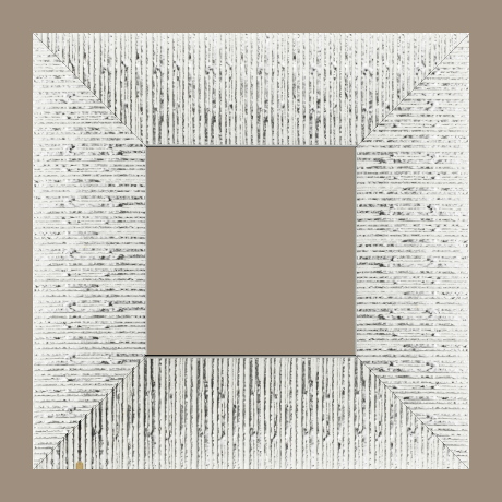 Cadre bois profil plat largeur 10.5cm couleur blanc mat strié argent chromé en relief - 120x120