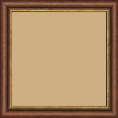 Cadre bois profil arrondi largeur 2.4cm couleur marron rustique filet or - 59.4x84.1