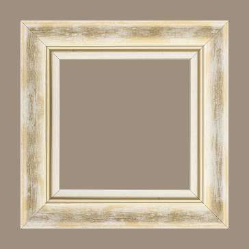 Cadre bois profil incurvé largeur 5.7cm de couleur blanc fond or marie louise blanche mouchetée filet or intégré - 18x24