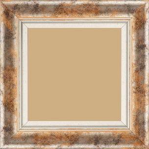 Cadre bois profil incurvé largeur 5.7cm de couleur orange fond argent marie louise blanche mouchetée filet argent intégré - 84.1x118.9