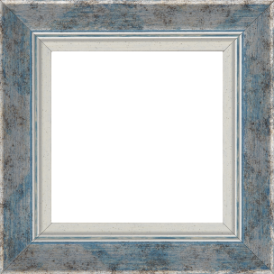 Cadre bois profil incurvé largeur 5.7cm de couleur bleu fond argent marie louise blanche mouchetée filet argent intégré - 40x60