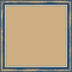 Cadre bois profil arrondi largeur 2.1cm  couleur bleu fond or filet argent chaud - 70x70