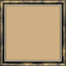 Cadre bois profil arrondi largeur 2.1cm  couleur noir fond or filet argent chaud - 18x24