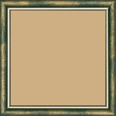 Cadre bois profil arrondi largeur 2.1cm  couleur vert fond or filet argent chaud - 20x20
