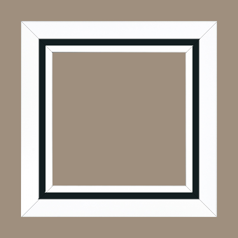 Cadre bois profil pente largeur 4.5cm de couleur blanc mat filet noir - 60x90