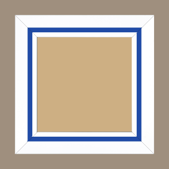 Cadre bois profil pente largeur 4.5cm de couleur blanc mat filet bleu foncé - 60x90