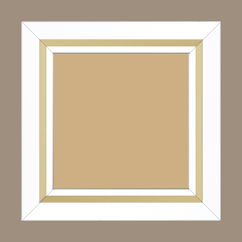 Cadre bois profil pente largeur 4.5cm de couleur blanc mat filet or - 60x90