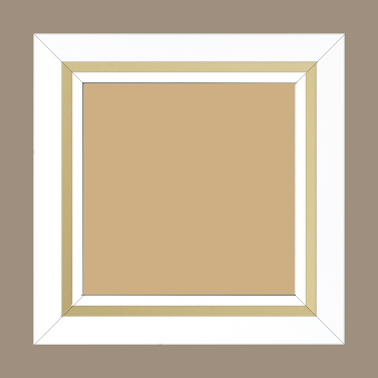 Cadre bois profil pente largeur 4.5cm de couleur blanc mat filet or - 59.4x84.1