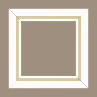 Cadre bois profil pente largeur 4.5cm de couleur blanc mat filet or - 61x46