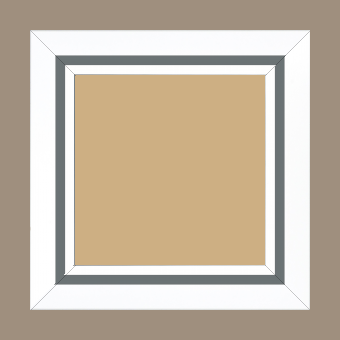 Cadre bois profil pente largeur 4.5cm de couleur blanc mat filet gris - 60x90