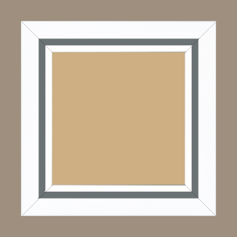 Cadre bois profil pente largeur 4.5cm de couleur blanc mat filet gris - 21x29.7