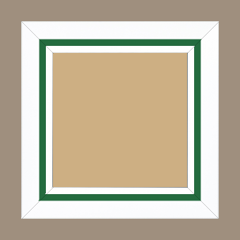 Cadre bois profil pente largeur 4.5cm de couleur blanc mat filet vert