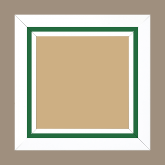 Cadre bois profil pente largeur 4.5cm de couleur blanc mat filet vert - 60x90