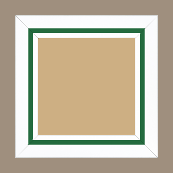 Cadre bois profil pente largeur 4.5cm de couleur blanc mat filet vert - 28x34