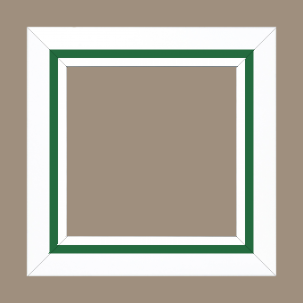 Cadre bois profil pente largeur 4.5cm de couleur blanc mat filet vert - 50x100