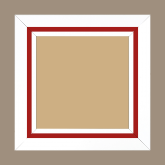 Cadre bois profil pente largeur 4.5cm de couleur blanc mat filet rouge