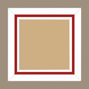 Cadre bois profil pente largeur 4.5cm de couleur blanc mat filet rouge - 21x29.7