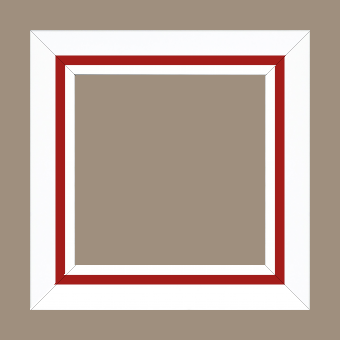 Cadre bois profil pente largeur 4.5cm de couleur blanc mat filet rouge - 70x100