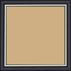 Cadre bois profil arrondi largeur 2.1cm couleur noir mat filet argent - 60x80