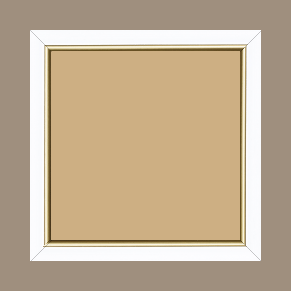 Cadre bois profil arrondi largeur 2.1cm couleur blanc mat filet or - 21x29.7