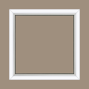 Cadre bois profil arrondi largeur 2.1cm couleur blanc mat filet argent - 60x60