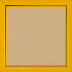 Cadre bois profil bombé largeur 2.4cm couleur jaune tournesol satiné filet noir - 42x59.4