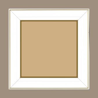 Cadre bois profil doucine inversée largeur 4.4cm  couleur blanc satiné filet or - 60x90