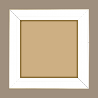 Cadre bois profil doucine inversée largeur 4.4cm  couleur blanc satiné filet or - 42x59.4