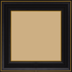 Cadre bois profil doucine inversée largeur 4.4cm  couleur noire satiné filet or - 21x29.7