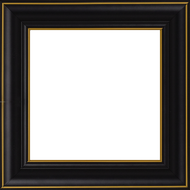 Cadre bois profil doucine inversée largeur 4.4cm  couleur noire satiné filet or - 29.7x42
