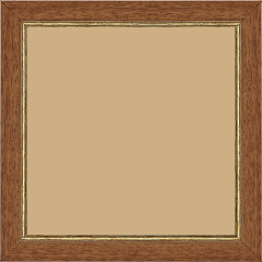 Cadre bois profil plat largeur 2.5cm couleur marron ton bois filet or - 25x25